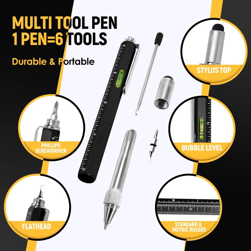 BIIB Gitfs for Men, 6 in 1 Multitool Pen Mens Gifts for Dad Him Boyfriend Husband, Birthday Gifts for Men, Dad Gift for Him Who Have Everything, Unique Gift Ideas, Cool Stuff Tools Gadgets - Image 3